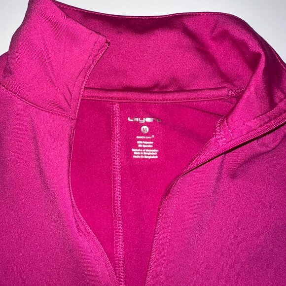 Layer 8 Women’s Quarter Zip Athletic Top Fuchsia Size Medium Moisture-Wicking - Picture 4 of 8